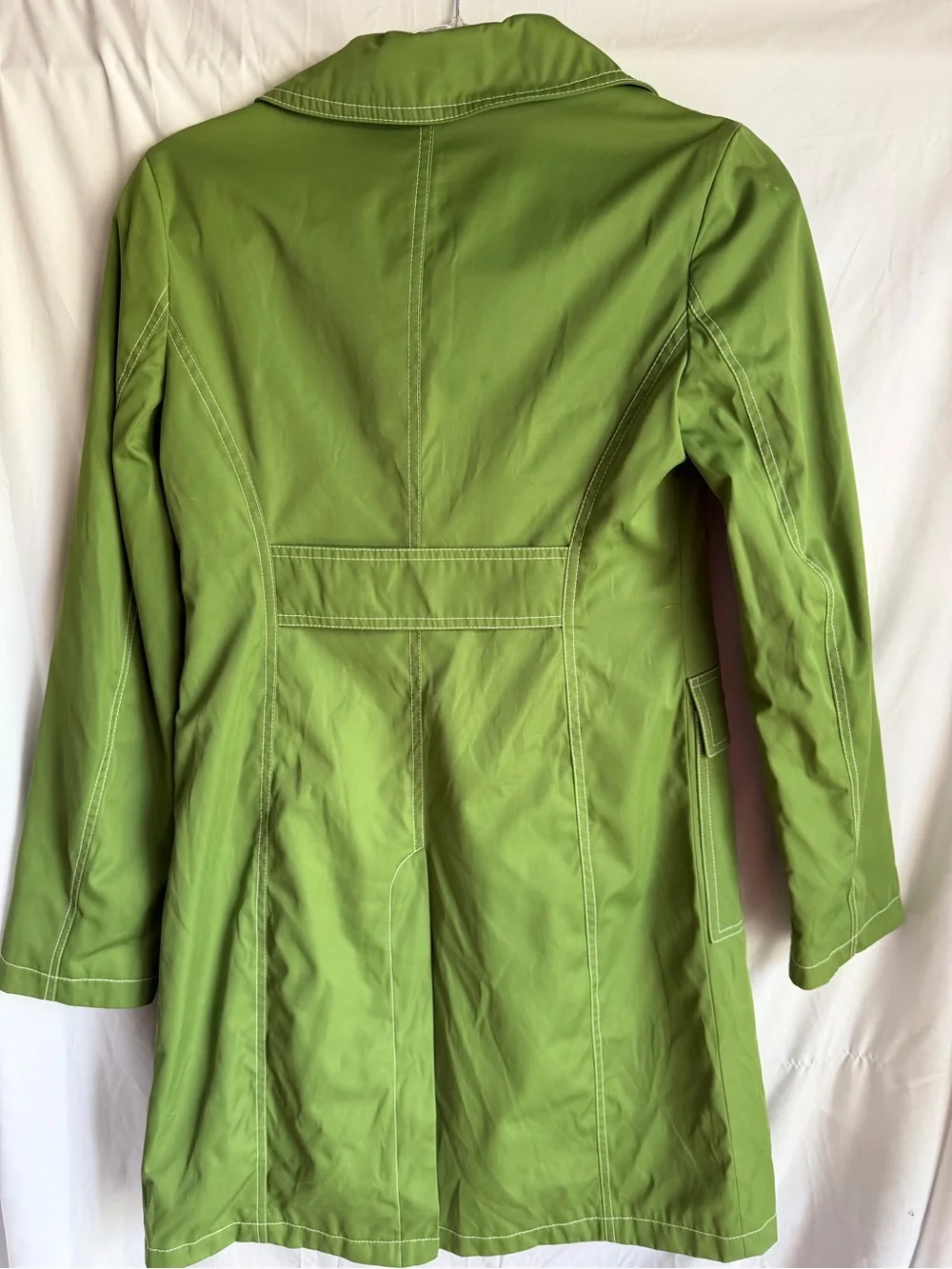 Michael Kors Double Breasted Green Trench Coat Size XS EUC Retro preppy